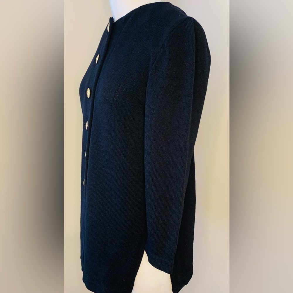 St. John Knit Basic Black Button Front Jacket in … - image 4